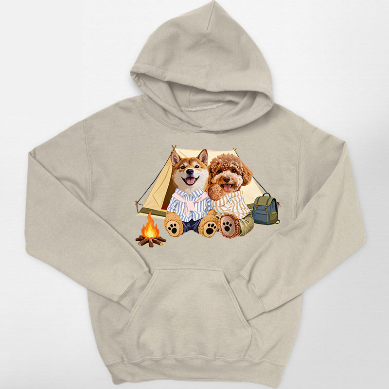 カスタムフワモコ部 　パーカー  キャンプ  2頭デザイン 26121-4