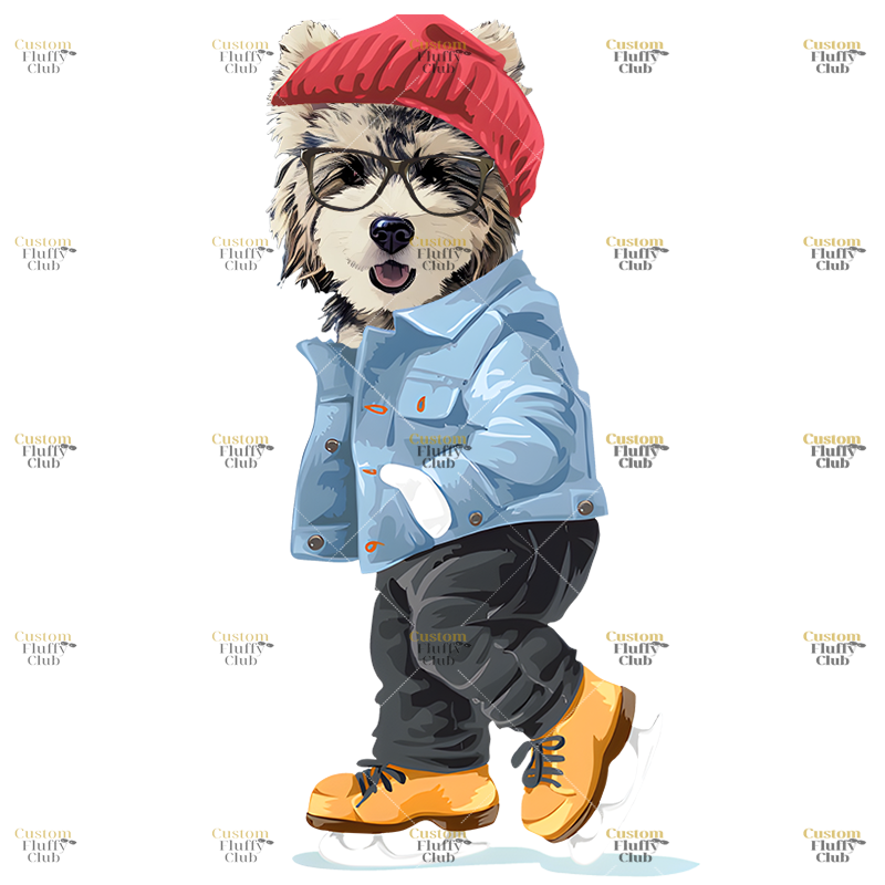 カスタムフワモコ部  プレミアムTシャツ  スケート １頭デザイン #250123-4