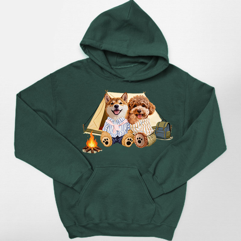 カスタムフワモコ部 　パーカー  キャンプ  2頭デザイン 26121-4