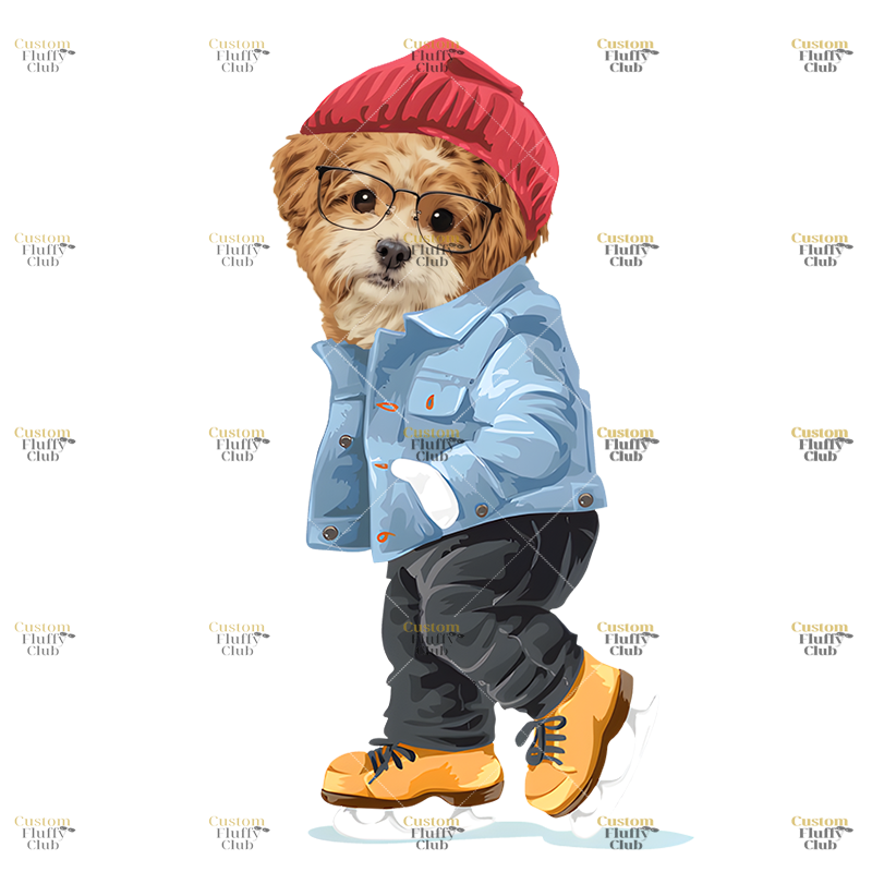 カスタムフワモコ部  クラシックTシャツ スケート１頭デザイン #250123-4