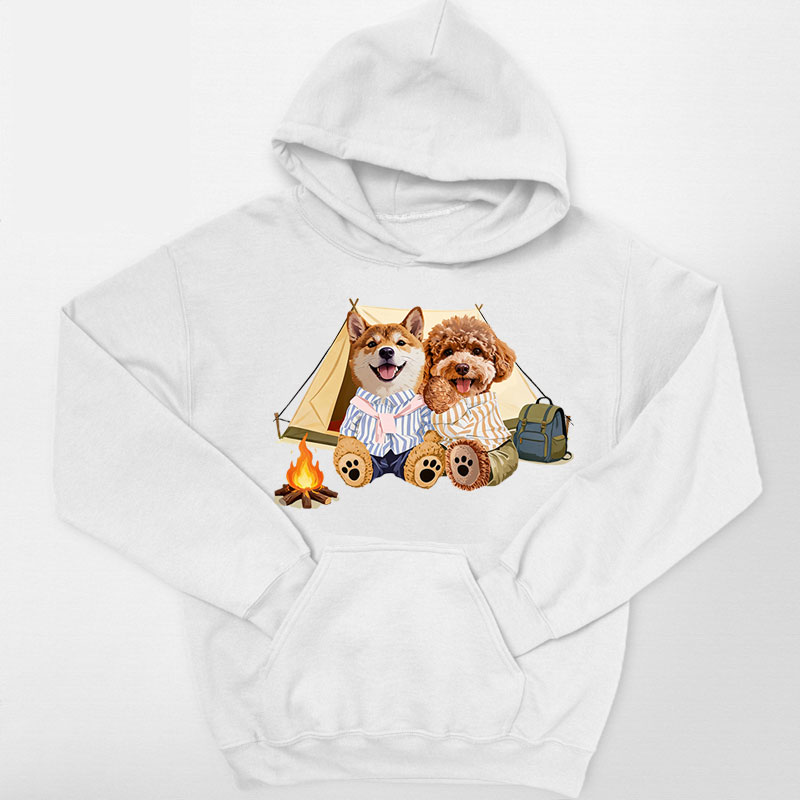 カスタムフワモコ部 　パーカー  キャンプ  2頭デザイン 26121-4