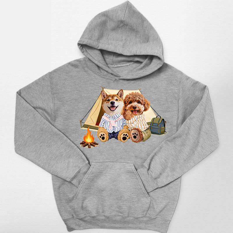 カスタムフワモコ部 　パーカー  キャンプ  2頭デザイン 26121-4