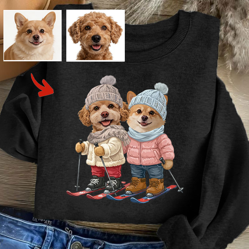 カスタムフワモコ部 　トレーナー   Girls skiing    2頭デザイン251218-9