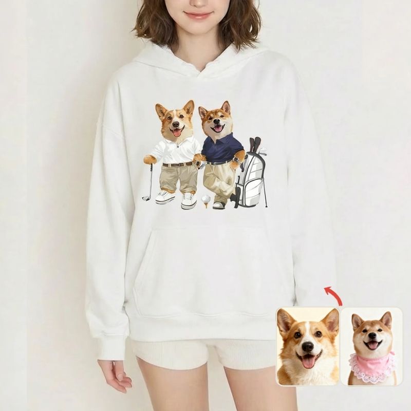 カスタムフワモコ部 　パーカー   ゴルフ紳士  3頭デザイン 251223-2