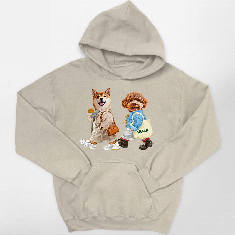 カスタムフワモコ部  パーカー  walk  2頭デザイン26123-1
