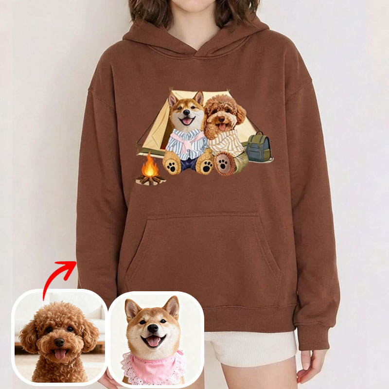 カスタムフワモコ部 　パーカー  キャンプ  2頭デザイン 26121-4