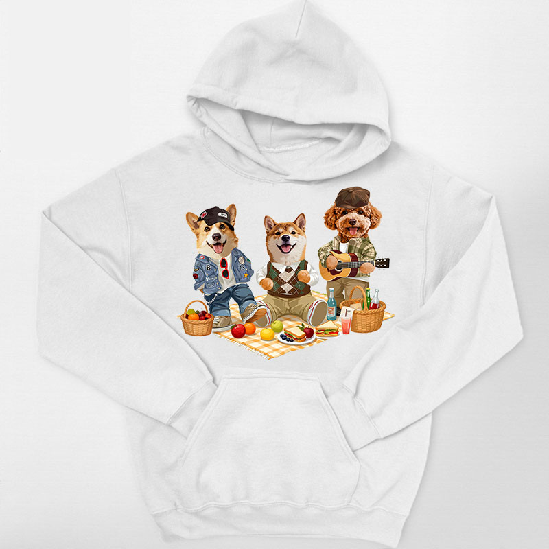 カスタムフワモコ部  パーカー  ピクニック 3頭デザイン26123-5
