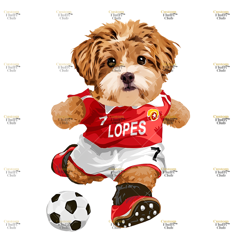 カスタムフワモコ部  プレミアムTシャツ  サッカーシュート  1頭デザイン 0316-2-2