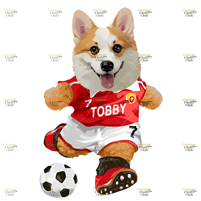 カスタムフワモコ部  プレミアムTシャツ  サッカーシュート  1頭デザイン 0316-2-2