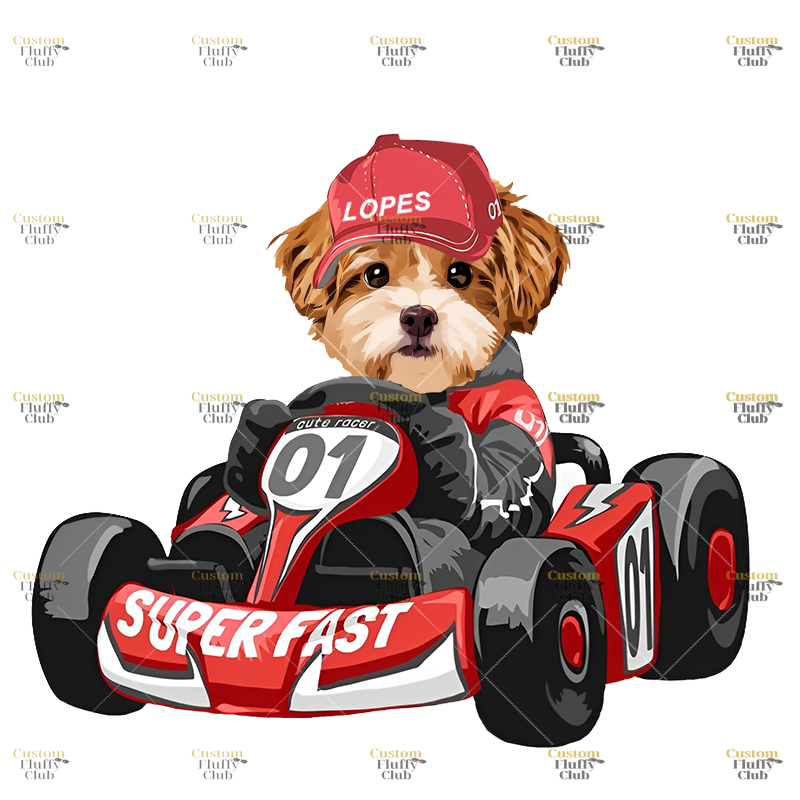 カスタムフワモコ部   ガラス・チェーンショルダー付きiPhoneケース   四輪レース  0408-3-1