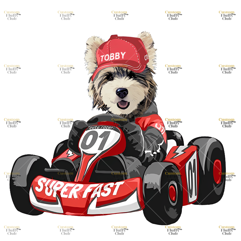 カスタムフワモコ部   ガラス・チェーンショルダー付きiPhoneケース   四輪レース  0408-3-1