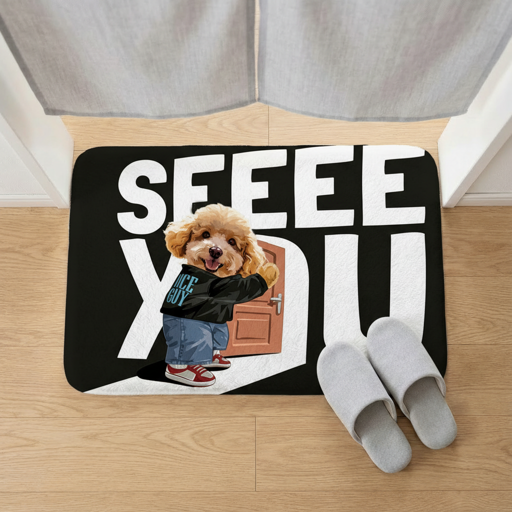 カスタムフワモコ部  玄関マット 長方形  【1頭デザイン】26114-5