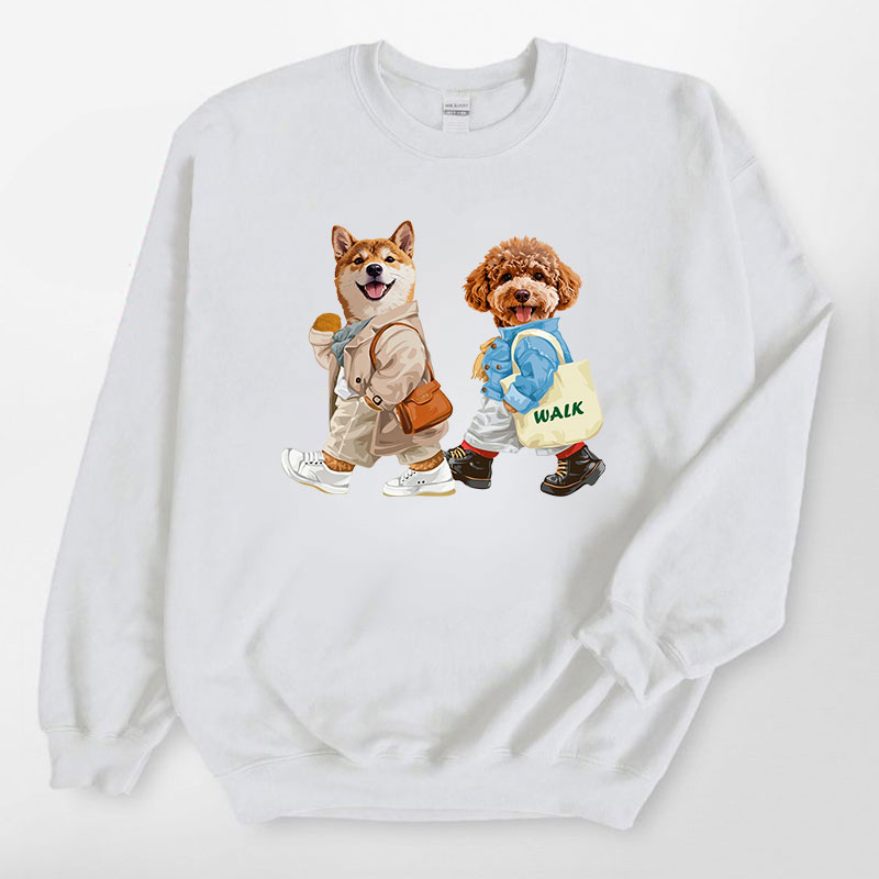 カスタムフワモコ部  トレーナー  walk  2頭デザイン26121-2