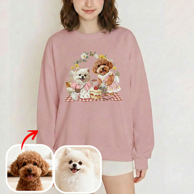 カスタムフワモコ部 　トレーナー ピクニック 2頭デザイン26115-7