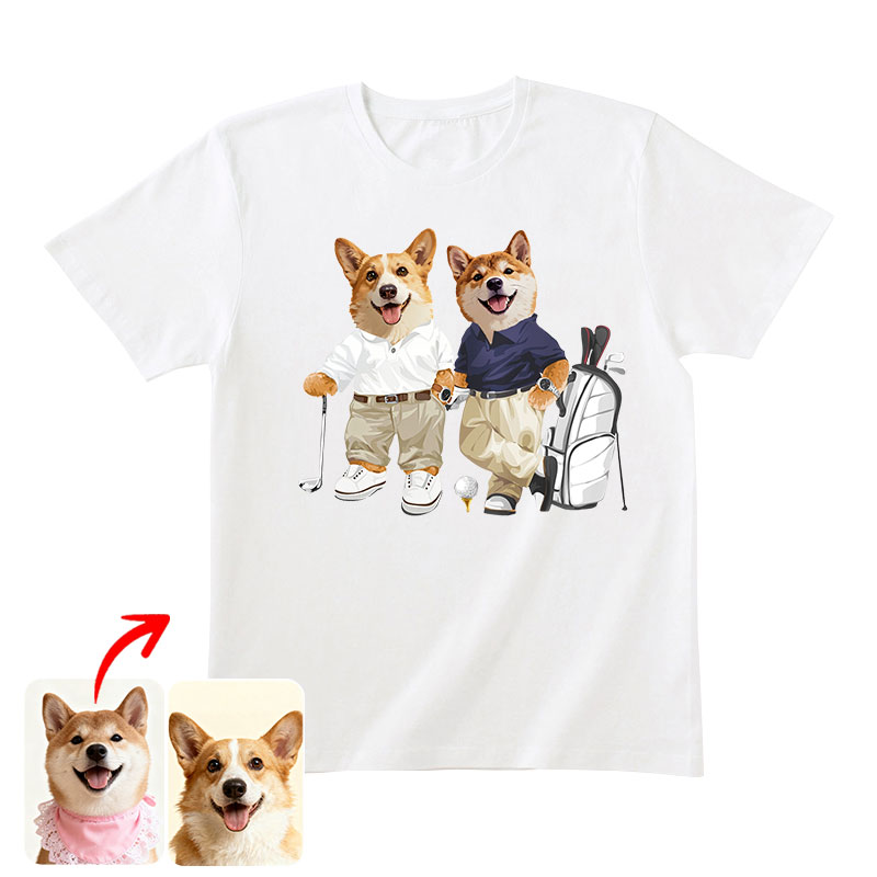 カスタムFluffyclub　半袖Tシャツ   ゴルフ紳士   3頭デザイン251223-3