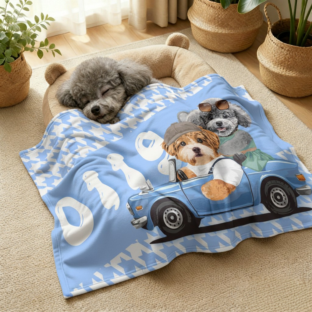 カスタムフワモコ部 　膝掛け ひざ掛け   【2頭デザイン】26119-2