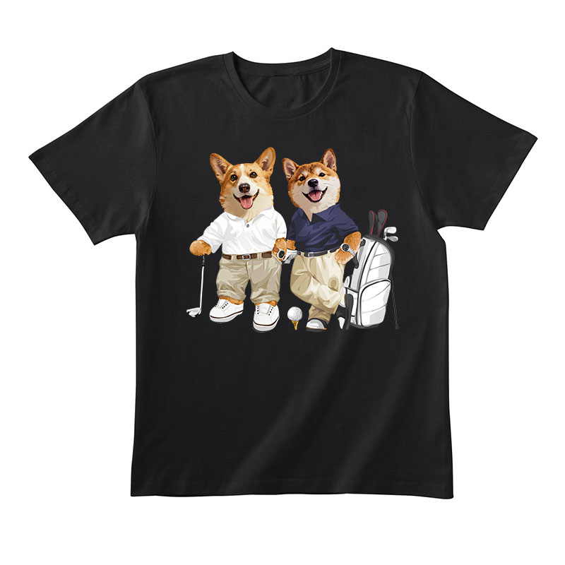 カスタムFluffyclub　半袖Tシャツ   ゴルフ紳士   3頭デザイン251223-3
