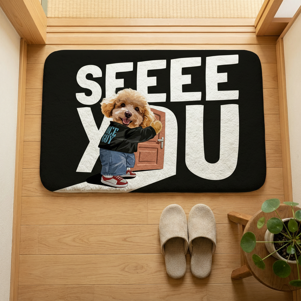 カスタムフワモコ部  玄関マット 長方形  【1頭デザイン】26114-5