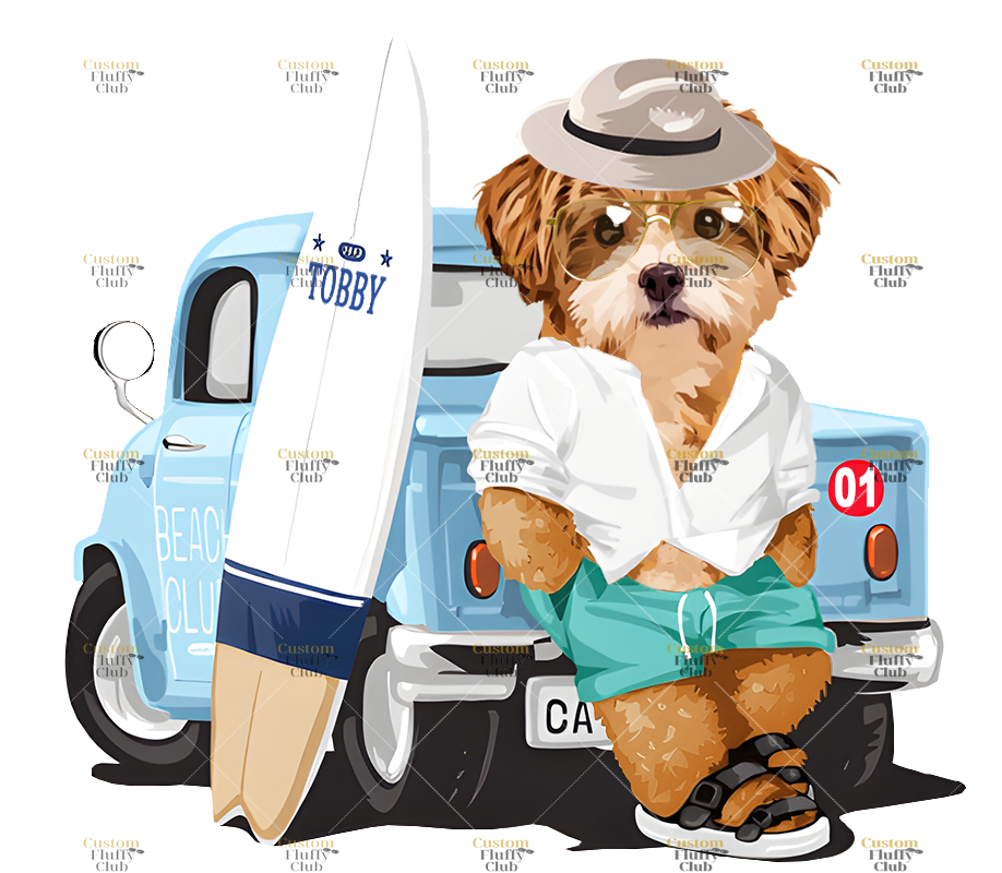 カスタムフワモコ部 　トレーナー  ビーチレジャー 1頭デザイン0328-2-3