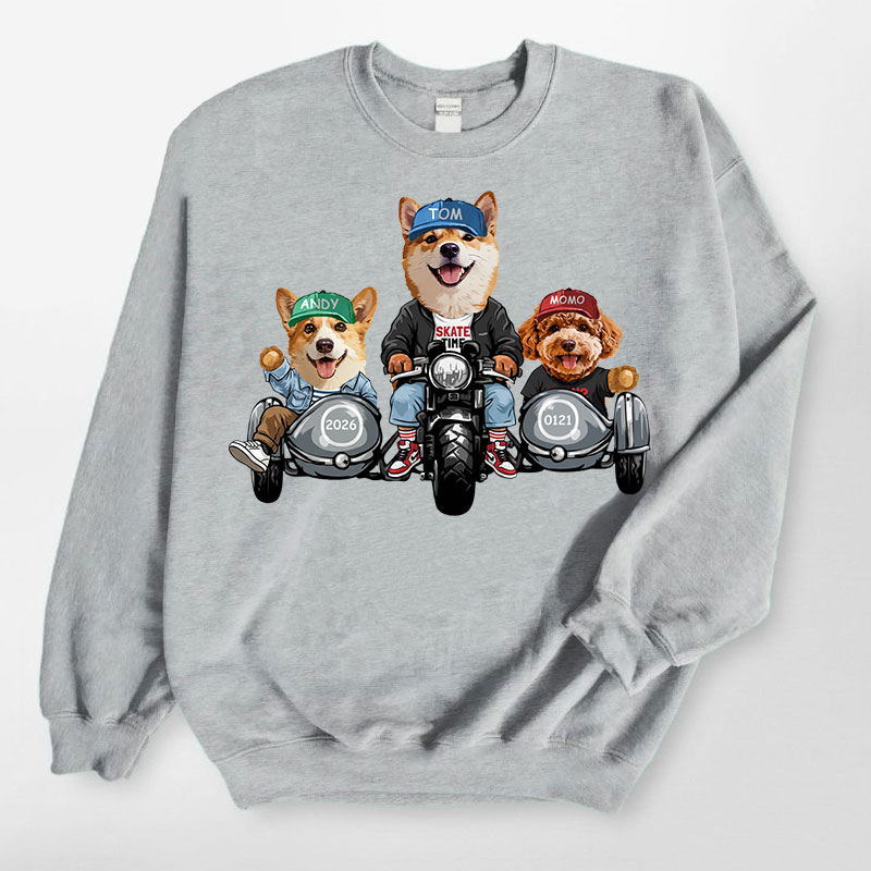 カスタムフワモコ部  トレーナー  カップルバイク編 3頭デザイン26121-12