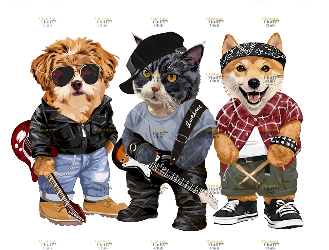 カスタムフワモコ部  プレミアムTシャツ  バンド  3頭デザイン 0328-1-3