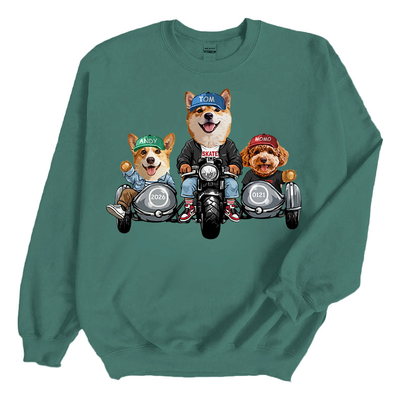 カスタムフワモコ部  トレーナー  カップルバイク編 3頭デザイン26121-12