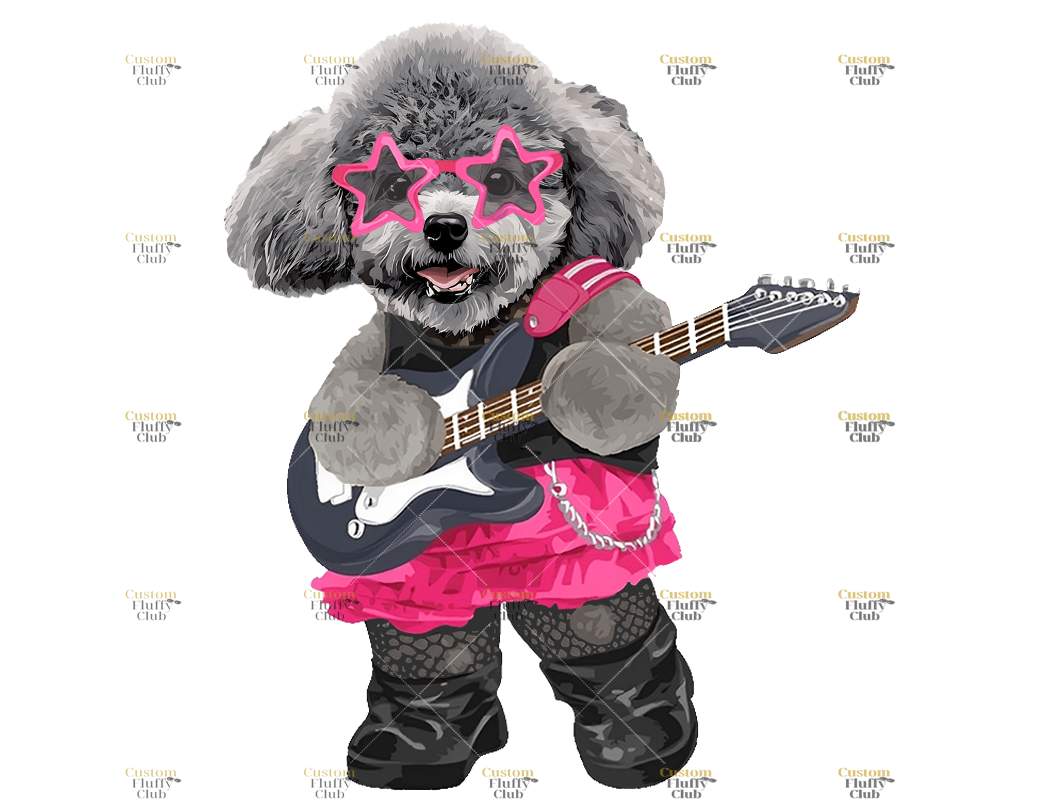 カスタムフワモコ部  プレミアムTシャツ Rock Girl  1頭デザイン 0328-1-1