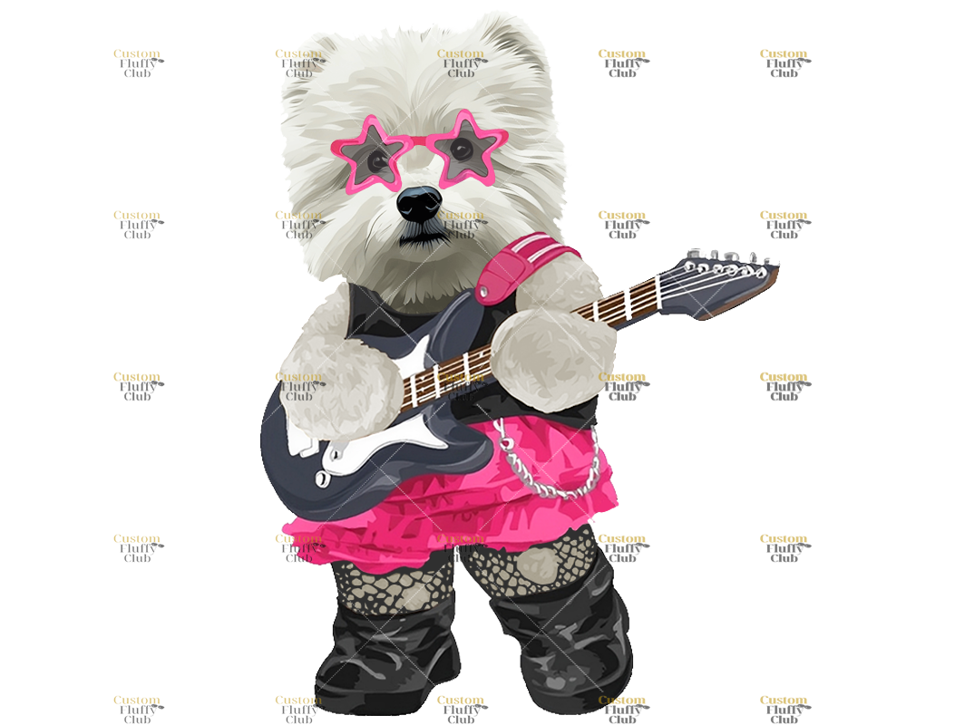 カスタムフワモコ部  プレミアムTシャツ Rock Girl  1頭デザイン 0328-1-1