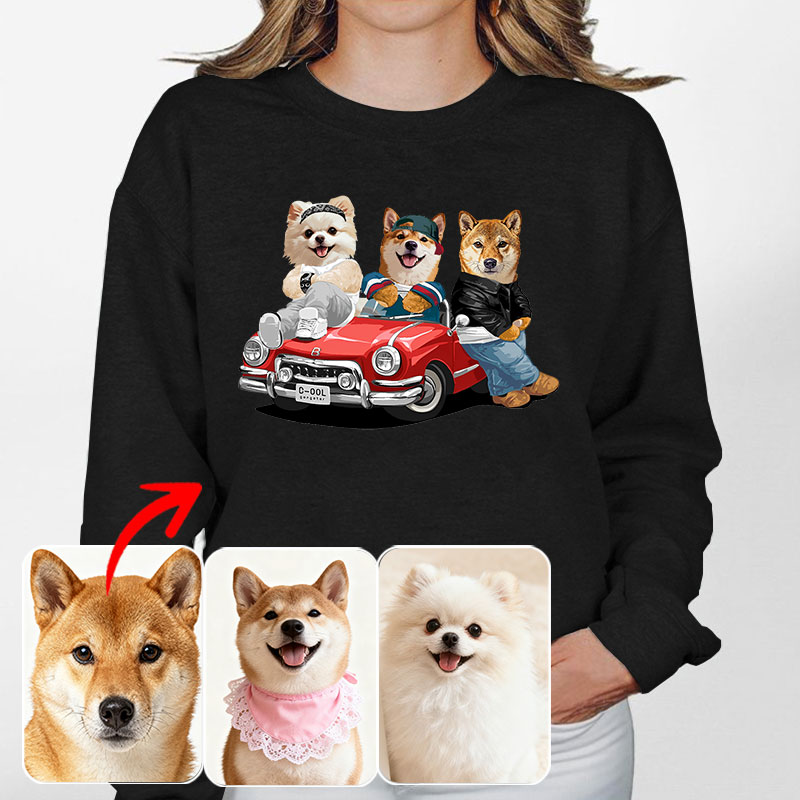 カスタムフワモコ部 　トレーナー 一緒に旅行する 3頭デザイン0313-3-4