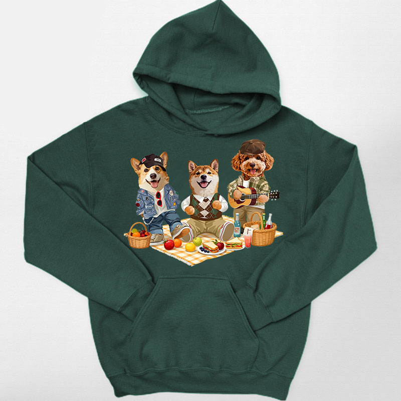 カスタムフワモコ部  パーカー  ピクニック 3頭デザイン26123-5