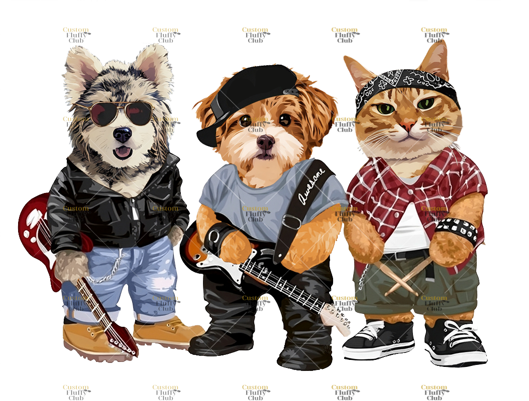 カスタムフワモコ部  プレミアムTシャツ  バンド  3頭デザイン 0328-1-3