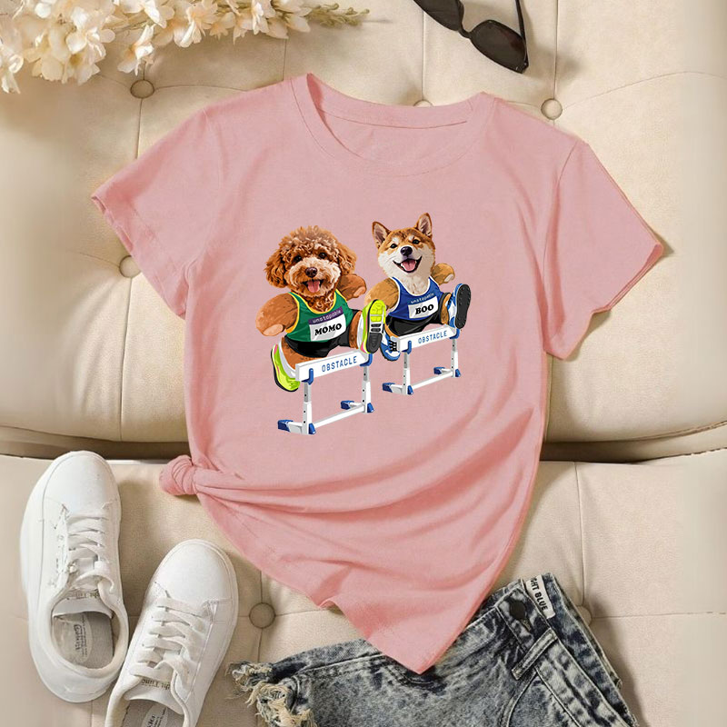 カスタムフワモコ部  プレミアムTシャツ  ハドルチャレ 2頭デザイン 260316-6