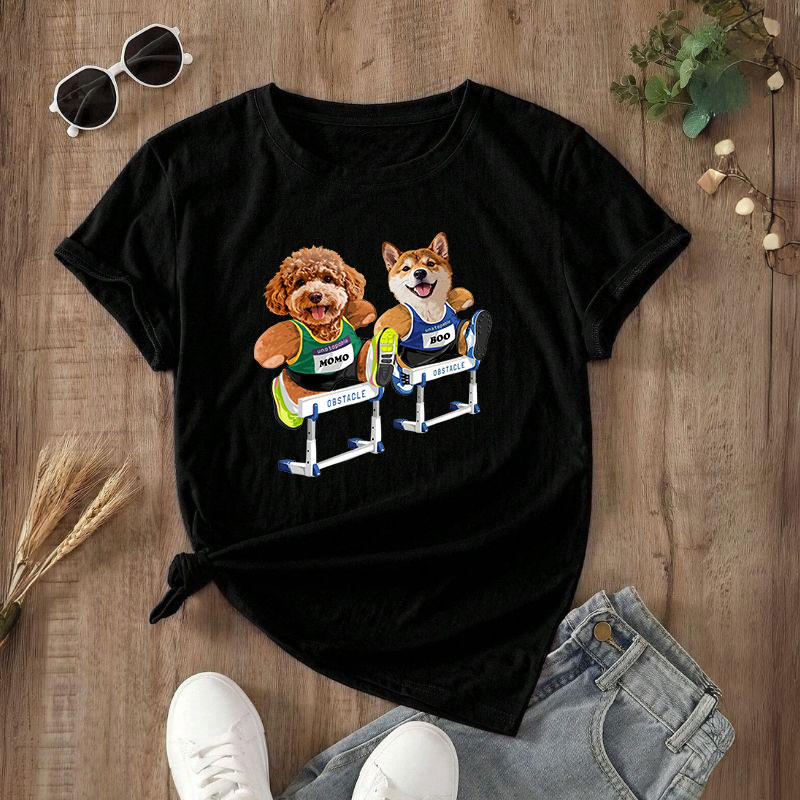 カスタムフワモコ部  プレミアムTシャツ  ハドルチャレ 2頭デザイン 260316-6