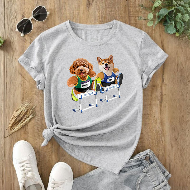 カスタムフワモコ部  プレミアムTシャツ  ハドルチャレ 2頭デザイン 260316-6