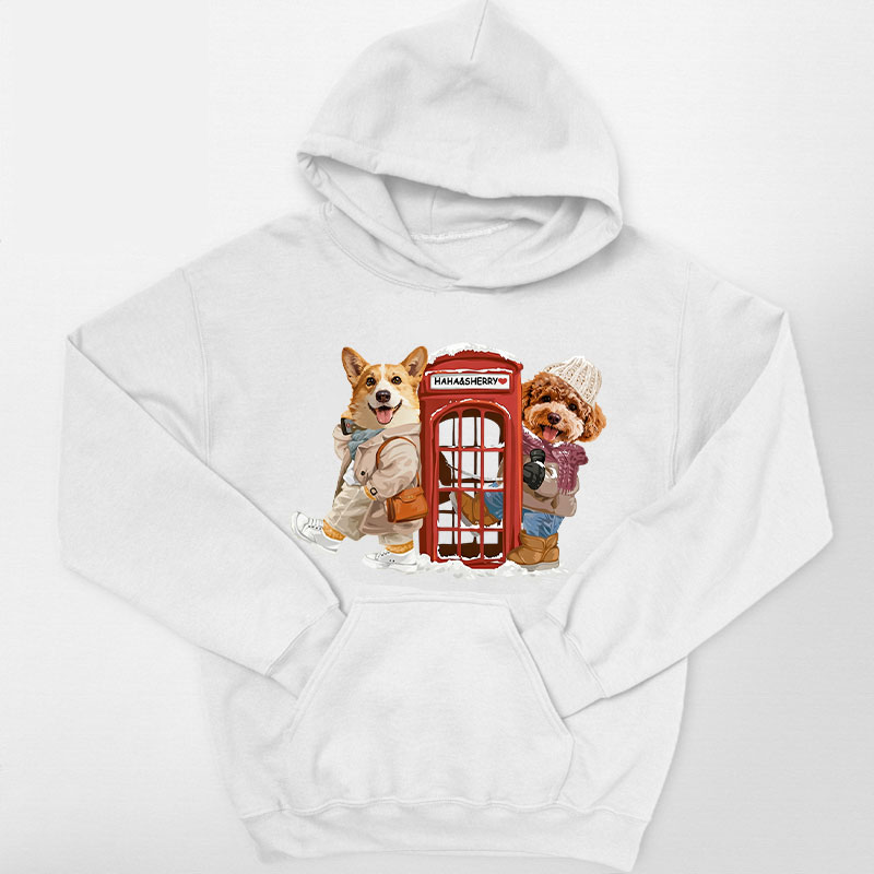 カスタムフワモコ部 　パーカー  雪日電話ボックスデート  2頭デザイン 251223-7