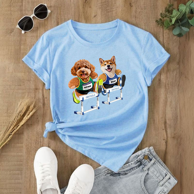 カスタムフワモコ部  プレミアムTシャツ  ハドルチャレ 2頭デザイン 260316-6