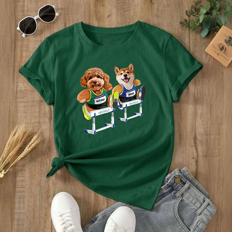 カスタムフワモコ部  プレミアムTシャツ  ハドルチャレ 2頭デザイン 260316-6