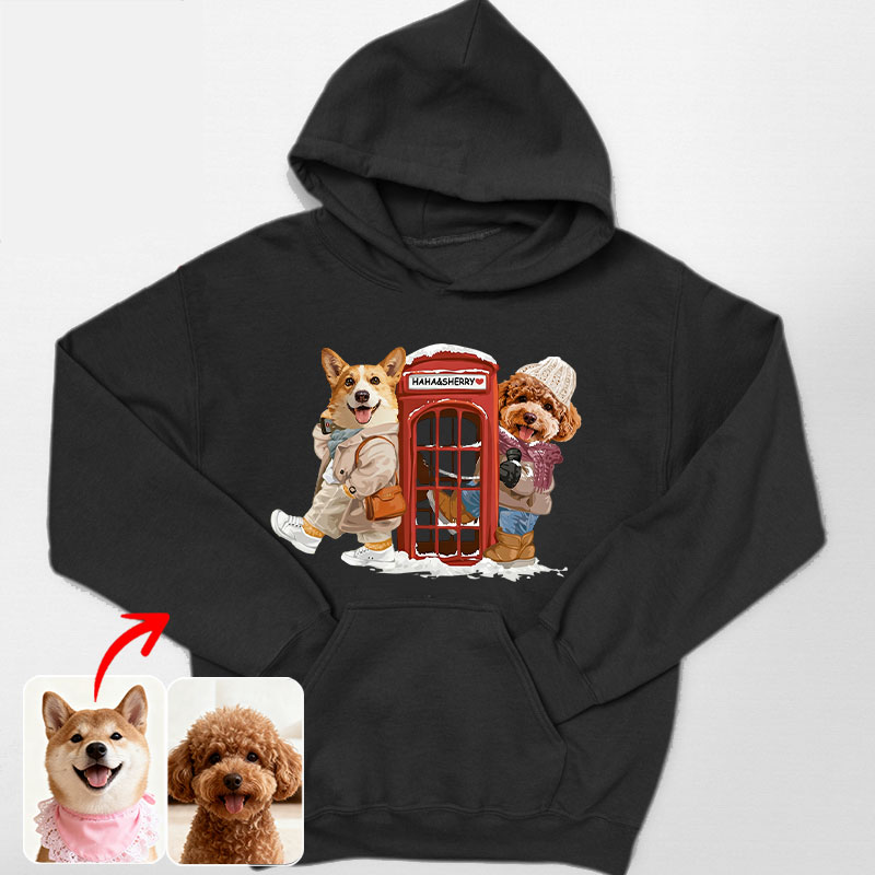 カスタムフワモコ部 　パーカー  雪日電話ボックスデート  2頭デザイン 251223-7