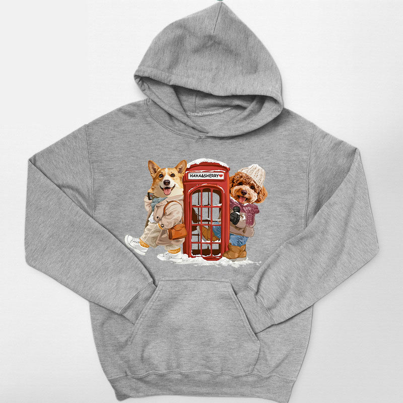 カスタムフワモコ部 　パーカー  雪日電話ボックスデート  2頭デザイン 251223-7