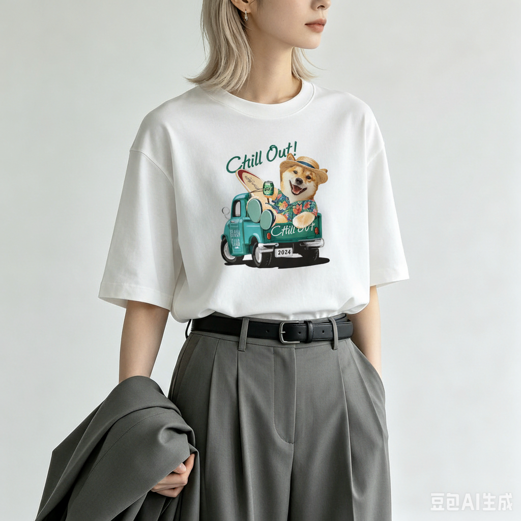 カスタムフワモコ部 ビーチタイム プレミアムTシャツ  1頭デザイン 260520-3