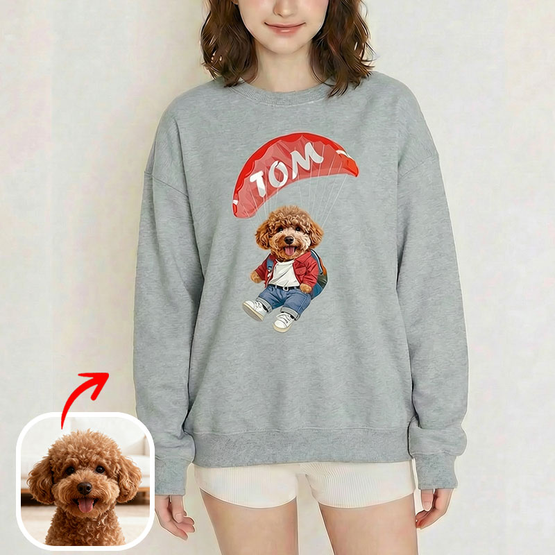 カスタムフワモコ部 　トレーナー  スカイダイビング  1頭デザイン26115-1