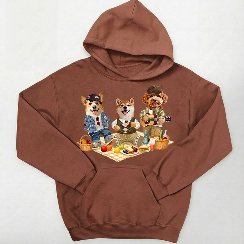 カスタムフワモコ部  パーカー  ピクニック 3頭デザイン26123-5