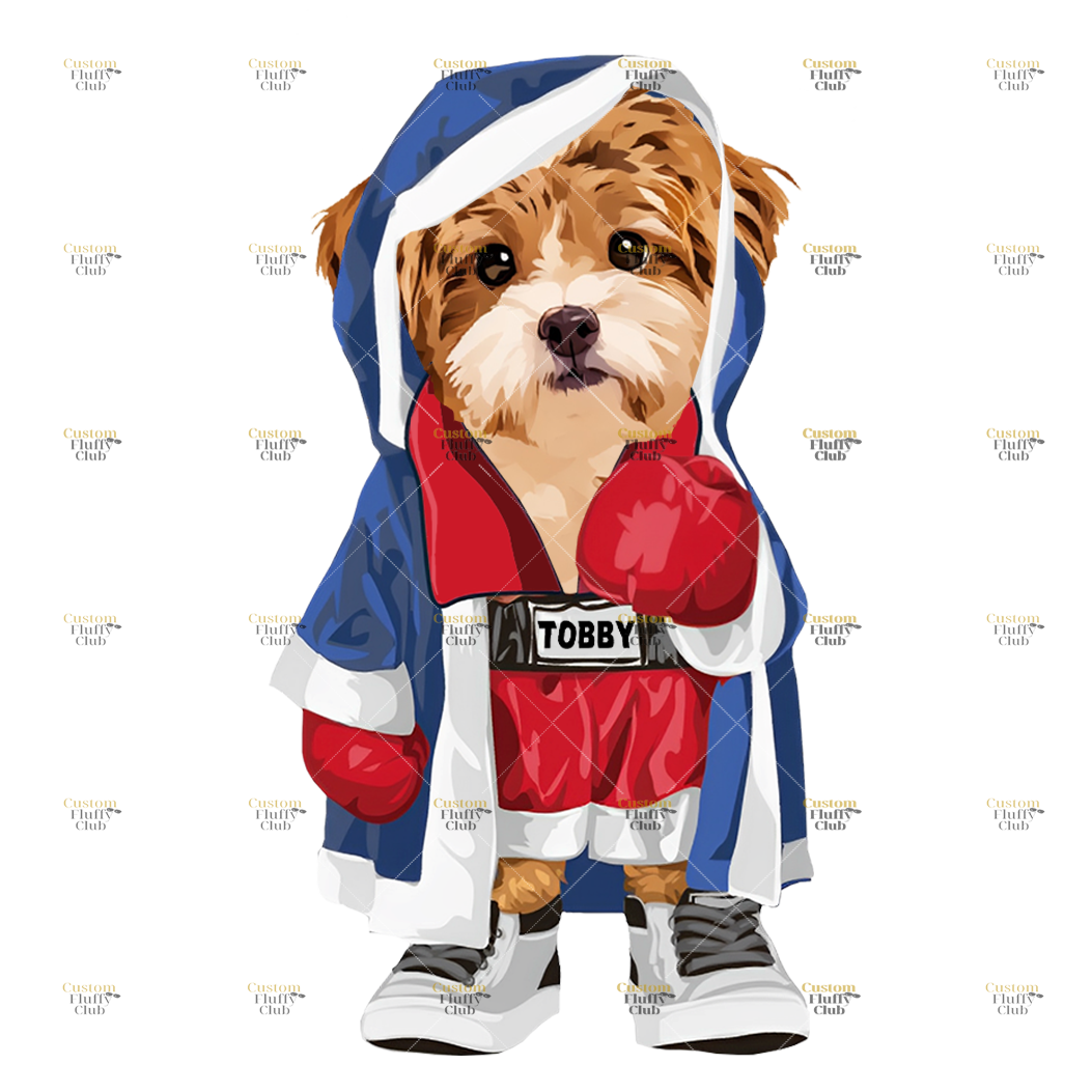 カスタムフワモコ部  プレミアムTシャツ  ボクシング  1頭デザイン 0416-1-1