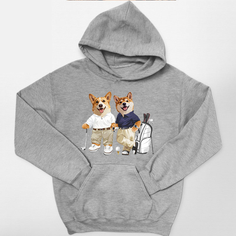 カスタムフワモコ部 　パーカー   ゴルフ紳士  3頭デザイン 251223-2