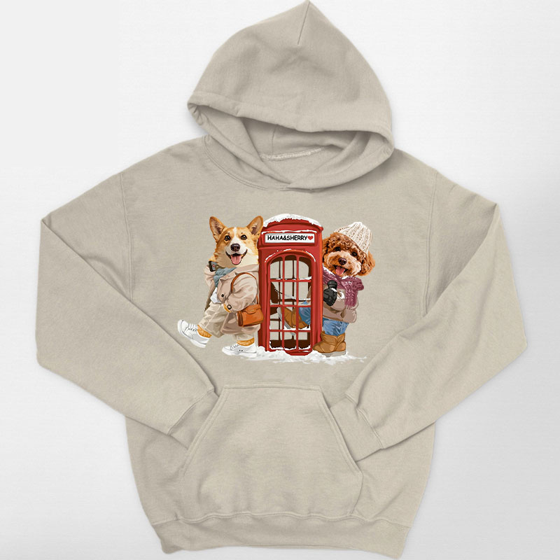 カスタムフワモコ部 　パーカー  雪日電話ボックスデート  2頭デザイン 251223-7