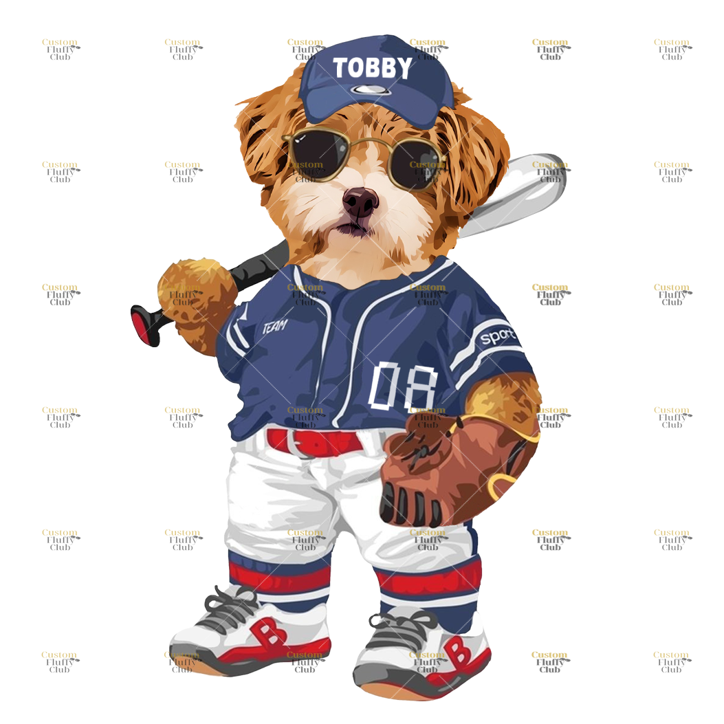 カスタムフワモコ部  プレミアムTシャツ  COOL野球  1頭デザイン 0417-3-2