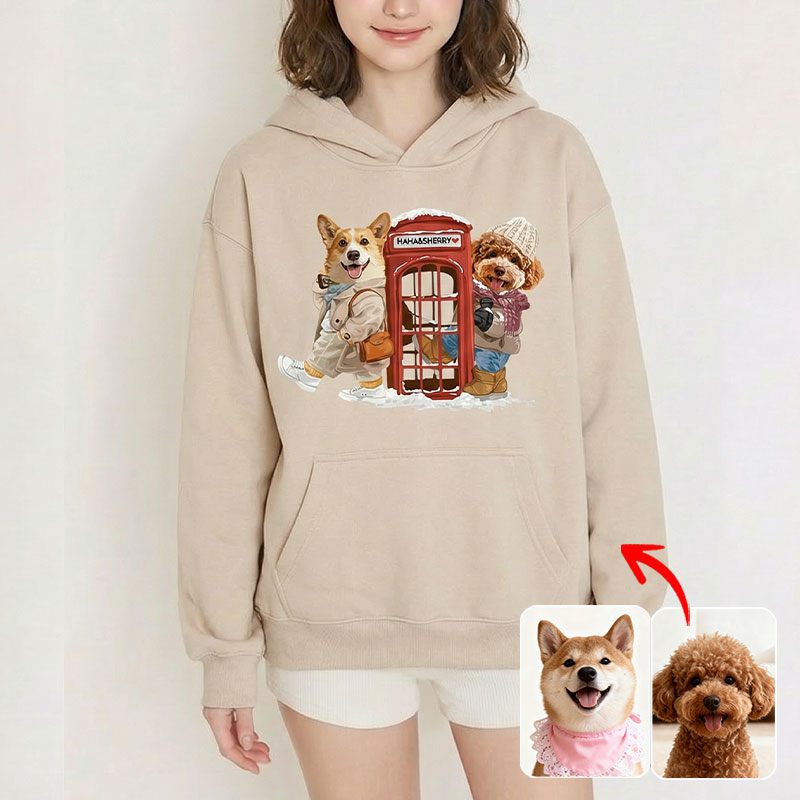 カスタムフワモコ部 　パーカー  雪日電話ボックスデート  2頭デザイン 251223-7