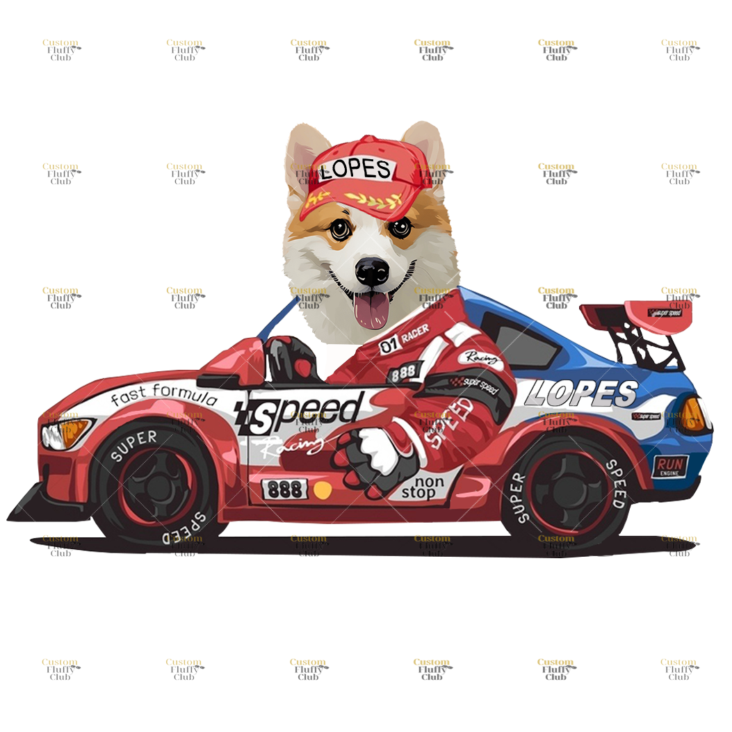 カスタムフワモコ部  プレミアムTシャツ  レーシングカー  1頭デザイン 0417-3-3