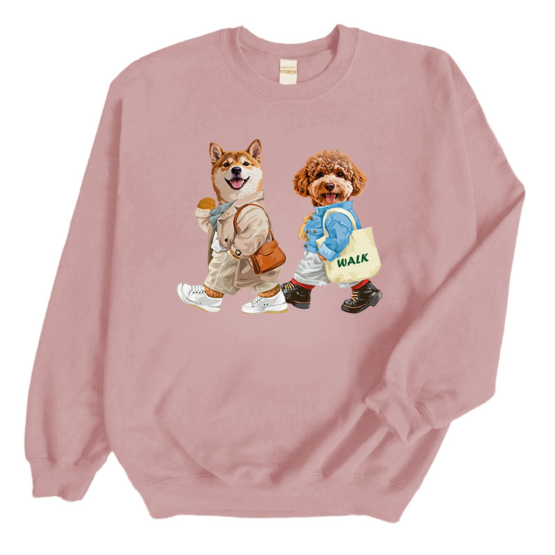 カスタムフワモコ部  トレーナー  walk  2頭デザイン26121-2