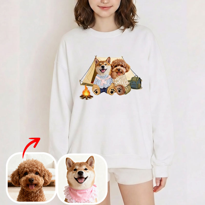 カスタムフワモコ部  トレーナー  キャンプ 2頭デザイン26121-3